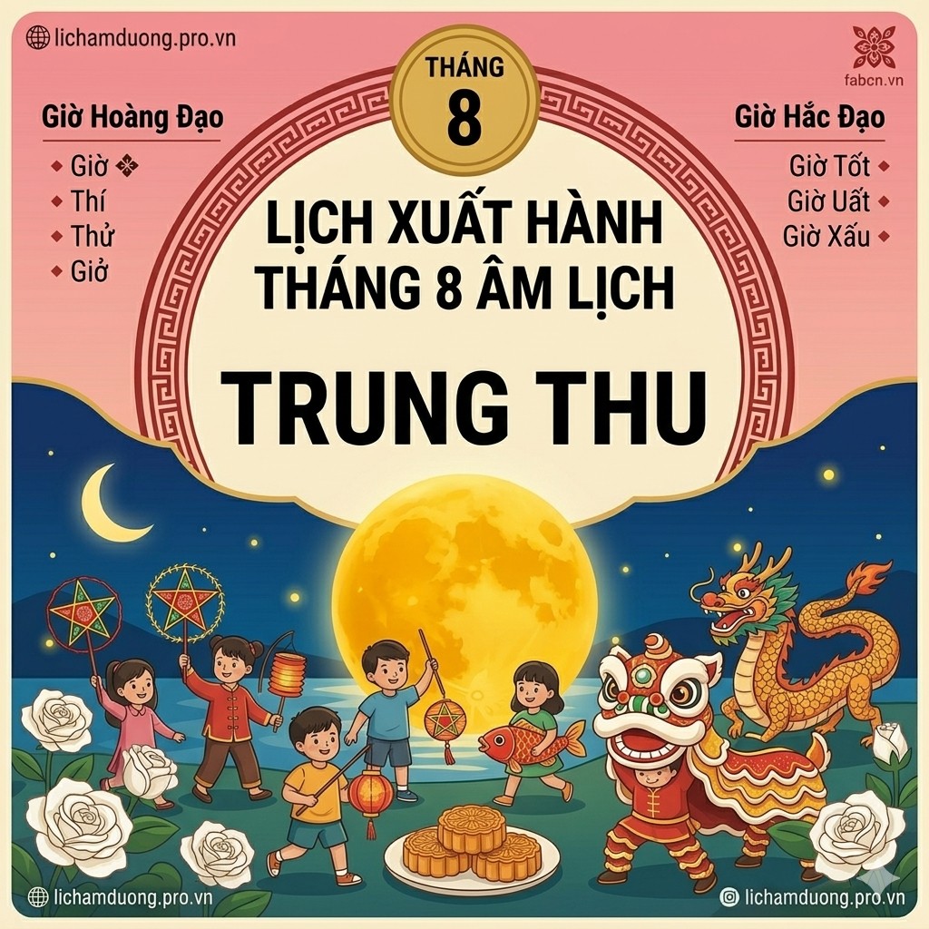 Lịch xuất hành tháng 8 Âm Lịch năm nay